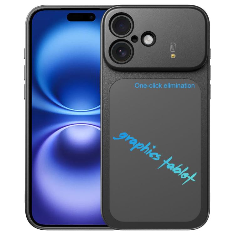 

For iPhone 16 TPU Frame Frosted Writing Board Shockproof Phone Case with Pen(Black)