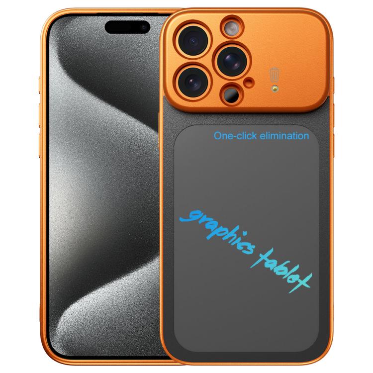 

For iPhone 15 Pro TPU Frame Frosted Writing Board Shockproof Phone Case with Pen(Orange)