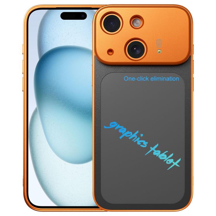 

For iPhone 15 TPU Frame Frosted Writing Board Shockproof Phone Case with Pen(Orange)