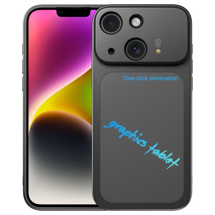 

For iPhone 14 TPU Frame Frosted Writing Board Shockproof Phone Case with Pen(Black)