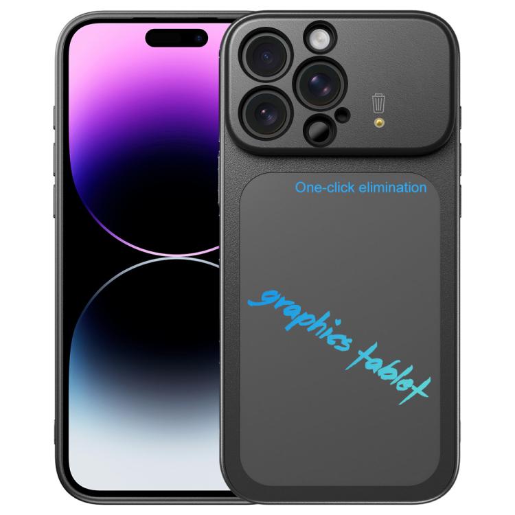 

For iPhone 14 Pro Max TPU Frame Frosted Writing Board Shockproof Phone Case with Pen(Black)