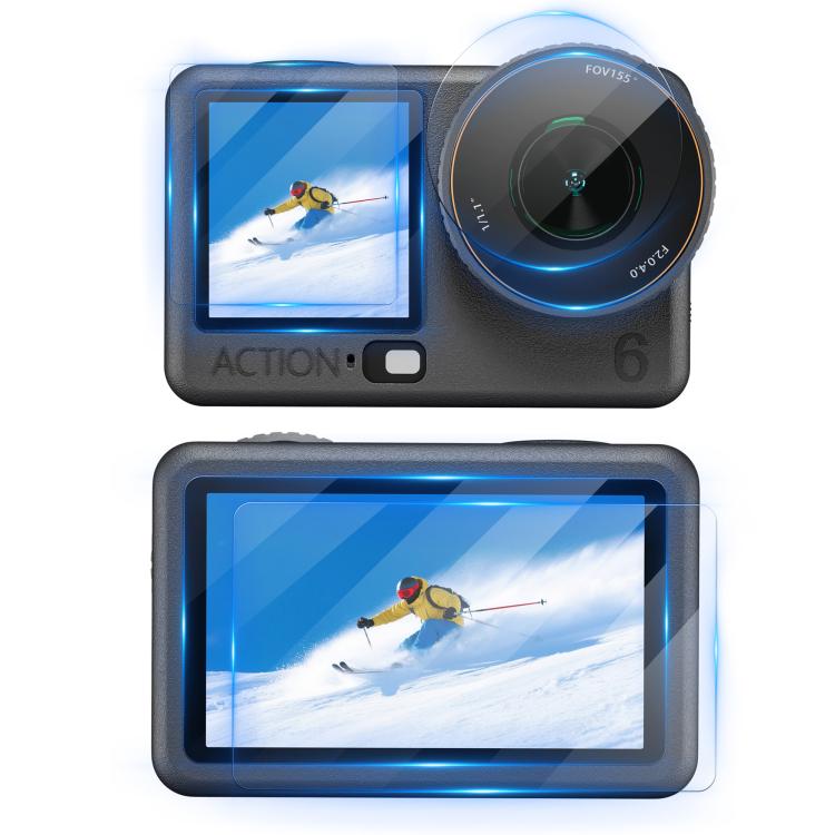 

For DJI Osmo Action 6 STARTRC 3 in 1 Lens Protector Front and Rear Screen Tempered Glass Films(2 Sets)