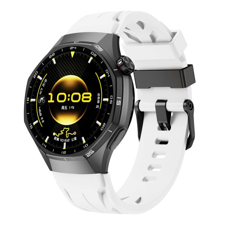 

22mm Black Pin Buckle Silicone Watch Band(White)