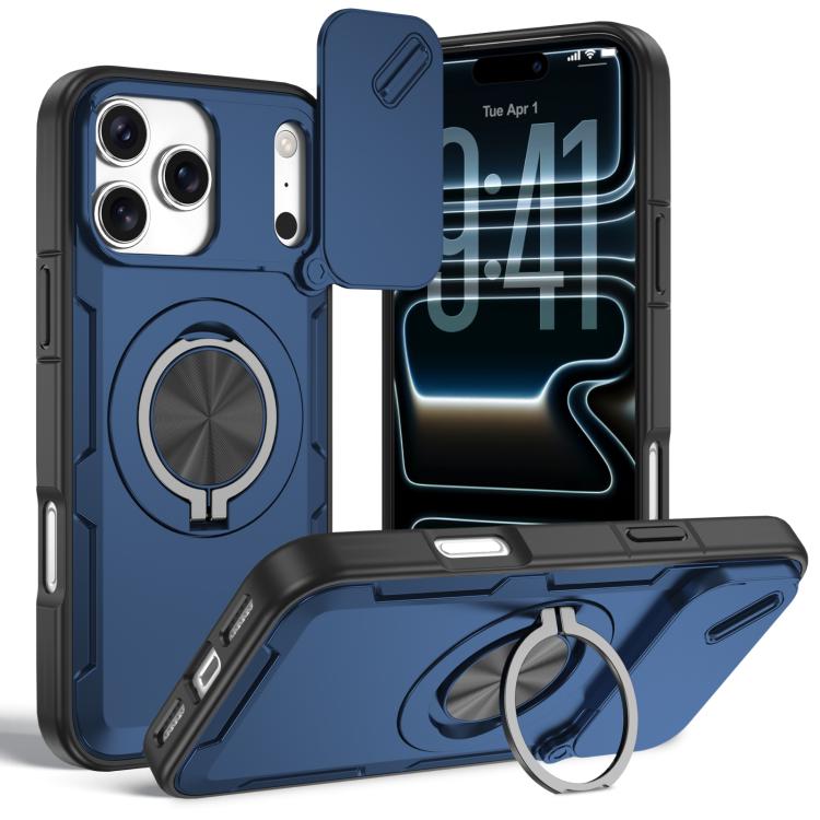 For iPhone 17 Pro Max Camshield Rotation Holder MagSafe Phone Case(Blue)