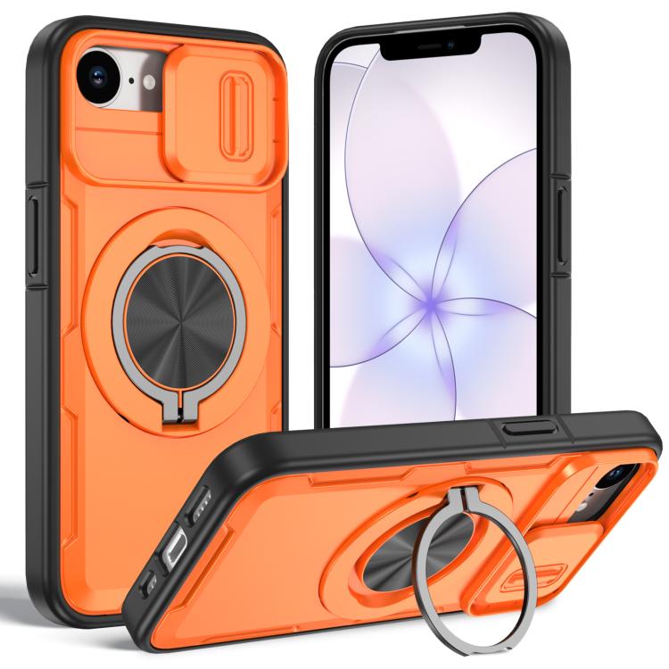 For iPhone 17e / 16e Camshield Rotation Holder MagSafe Phone Case(Orange)