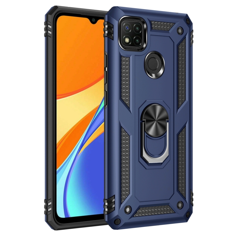 

For Xiaomi Redmi 9C Shockproof TPU + PC Protective Case with 360 Degree Rotating Holder(Blue)