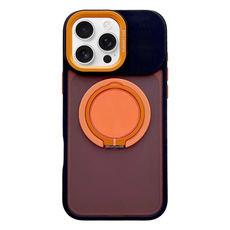 

For iPhone 16 Pro Skin Feel Frosted 360 Degree Rotation Magnetic Holder MagSafe Phone Case(Orange)