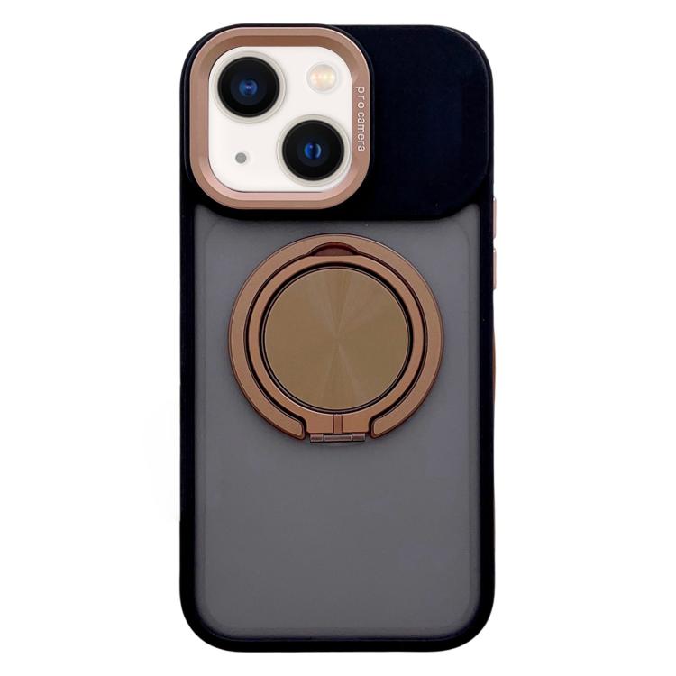 

For iPhone 13 Skin Feel Frosted 360 Degree Rotation Magnetic Holder MagSafe Phone Case(Desert Gold)