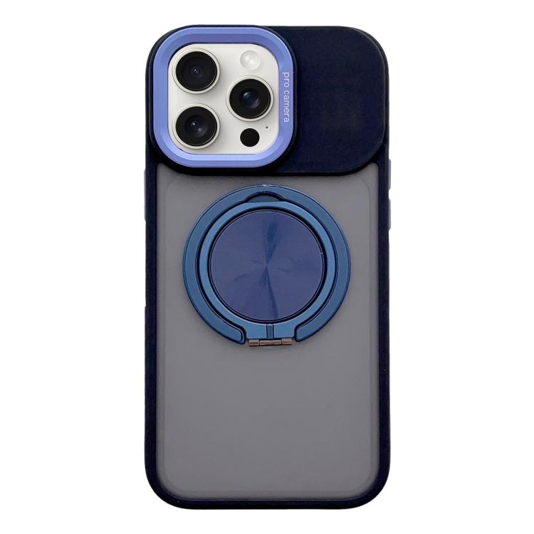 

For iPhone 12 Pro Skin Feel Frosted 360 Degree Rotation Magnetic Holder MagSafe Phone Case(Dark Blue)