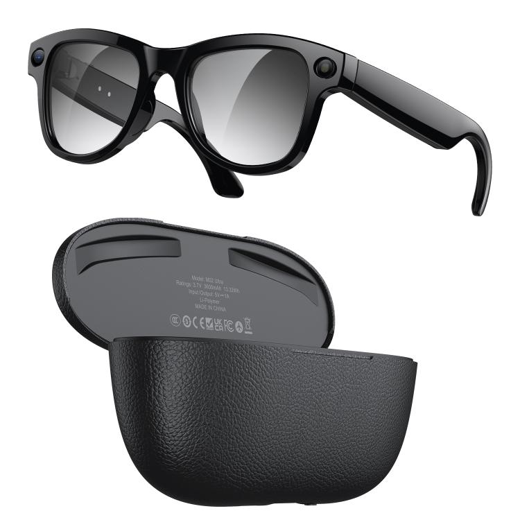 

M02 Ultra 8MP Camera AI Smart Glasses Photochromic Lenses with Black Charging Case(Black)