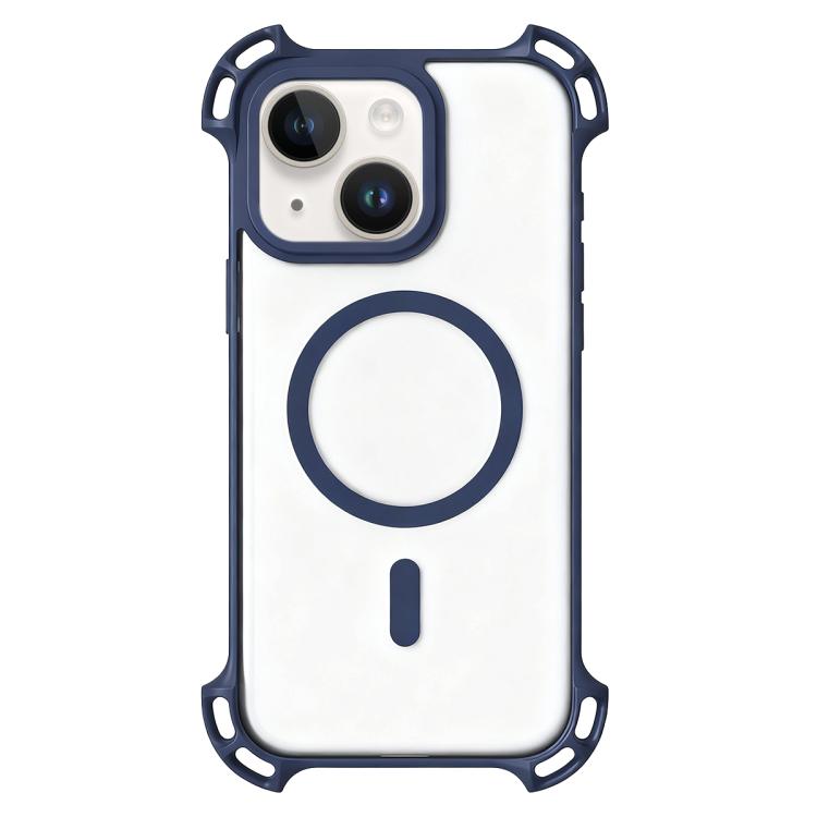 

For iPhone 13 Drone-Style Four-Corner Shockproof Acrylic MagSafe Phone Case(Blue)