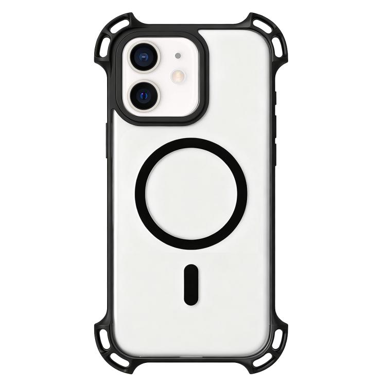 

For iPhone 12 Drone-Style Four-Corner Shockproof Acrylic MagSafe Phone Case(Black)