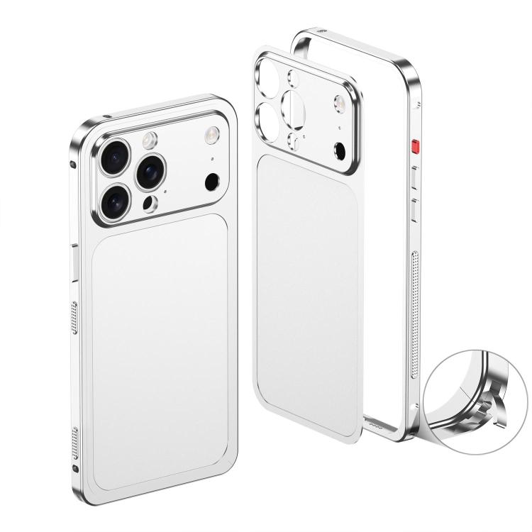 

For iPhone 13 Pro Cooling Frame Transforms into 17 Pro Metal Backplate Phone Case(Silver)