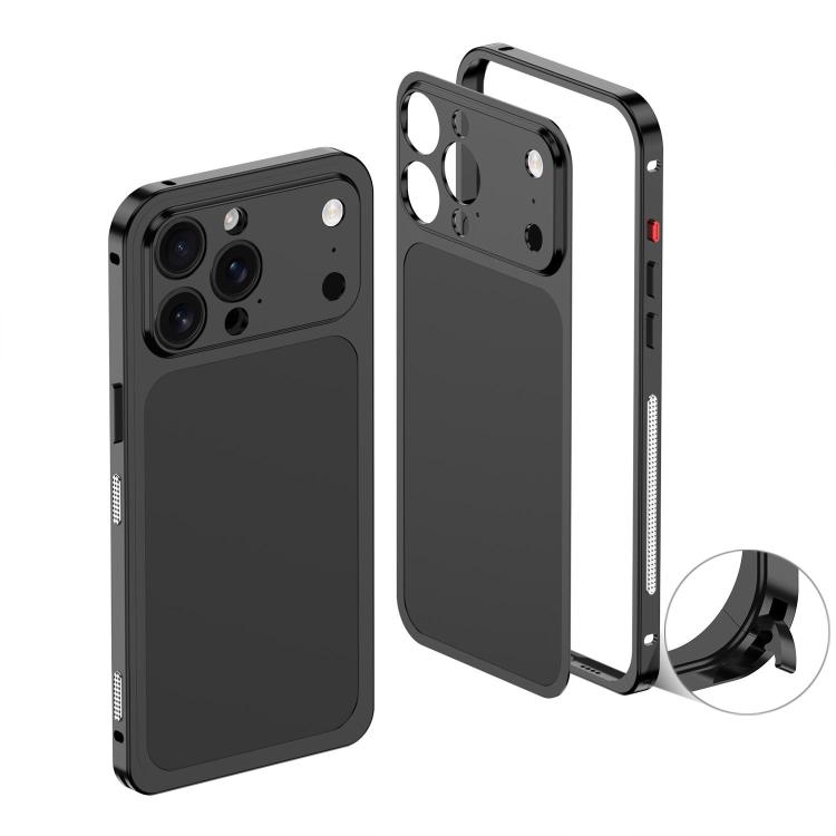 

For iPhone 13 Pro Cooling Frame Transforms into 17 Pro Metal Backplate Phone Case(Black)
