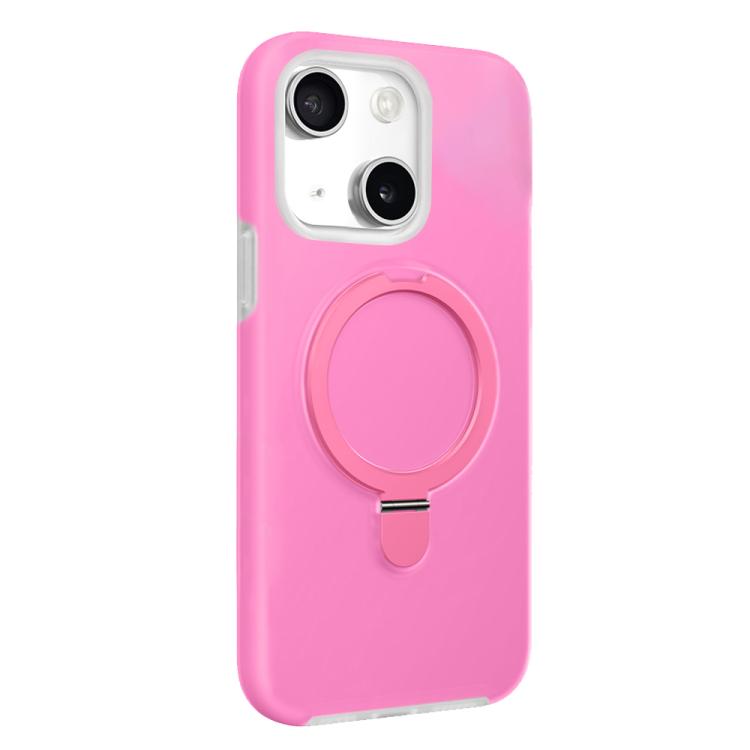 

For iPhone 15 Jelly Liquid Silicone MagSafe Holder Phone Case(Rose Pink)