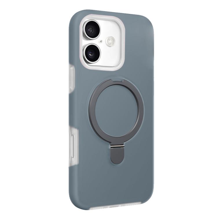 

For iPhone 16 Jelly Liquid Silicone MagSafe Holder Phone Case(Coconut Grey)