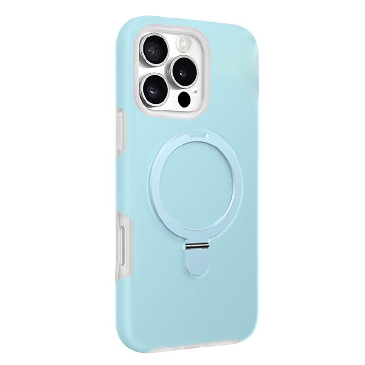 For iPhone 16 Pro Jelly Liquid Silicone MagSafe Holder Phone Case(Baby Blue)