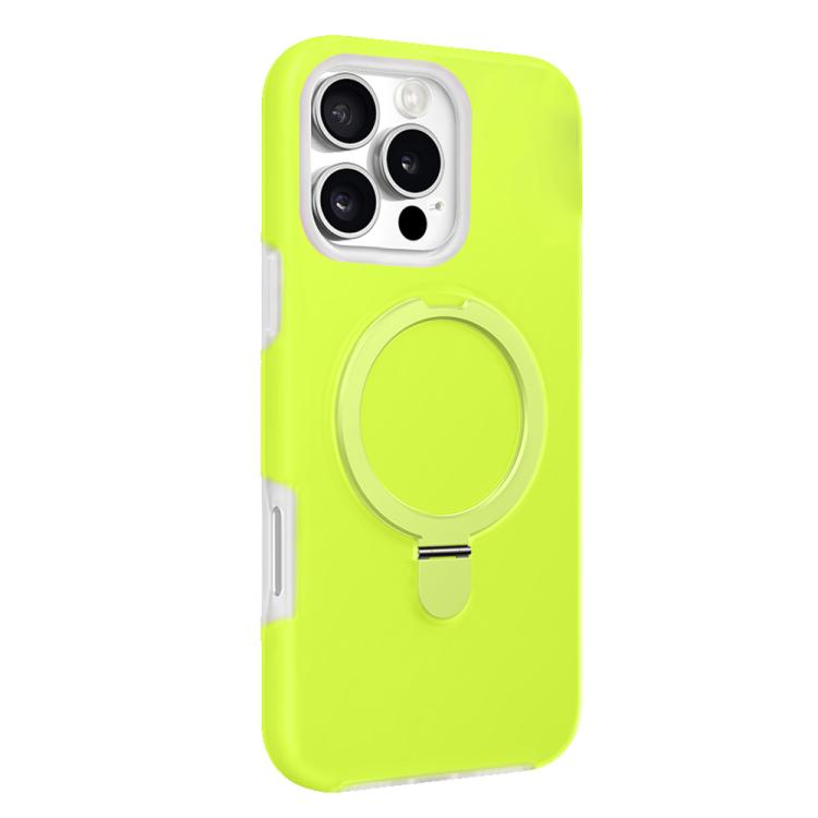 

For iPhone 16 Pro Jelly Liquid Silicone MagSafe Holder Phone Case(Lemon Green)