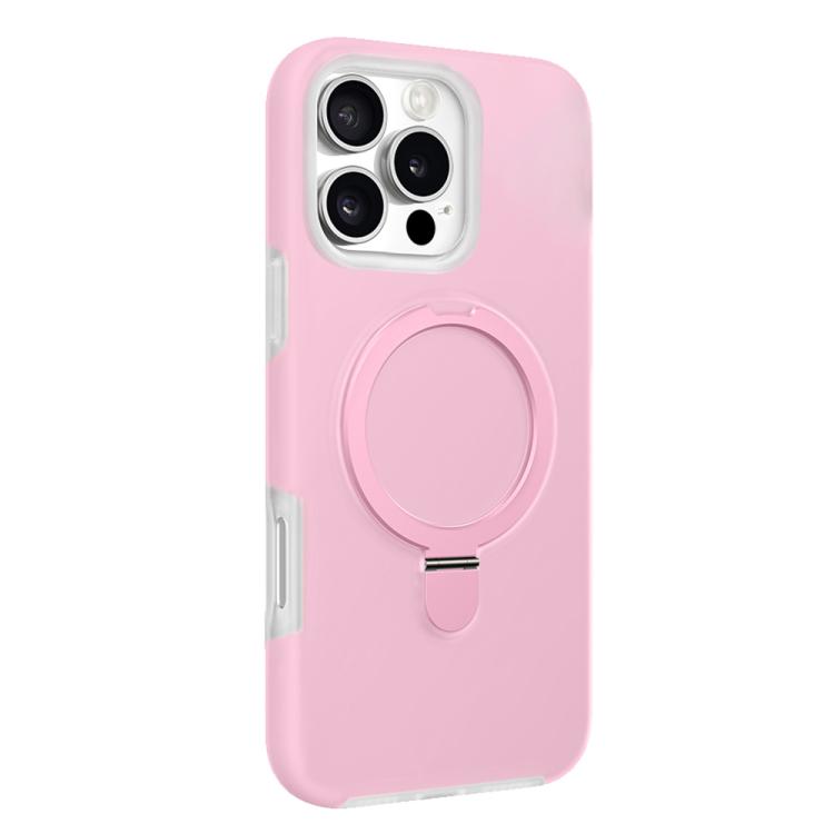 

For iPhone 16 Pro Max Jelly Liquid Silicone MagSafe Holder Phone Case(Pink)