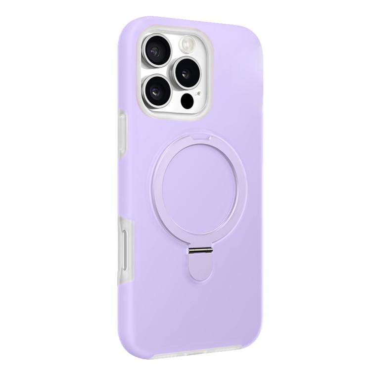

For iPhone 16 Pro Max Jelly Liquid Silicone MagSafe Holder Phone Case(Light Purple)