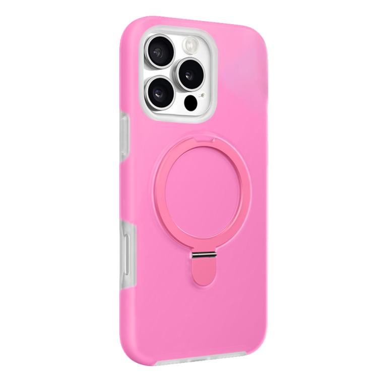 

For iPhone 16 Pro Max Jelly Liquid Silicone MagSafe Holder Phone Case(Rose Pink)