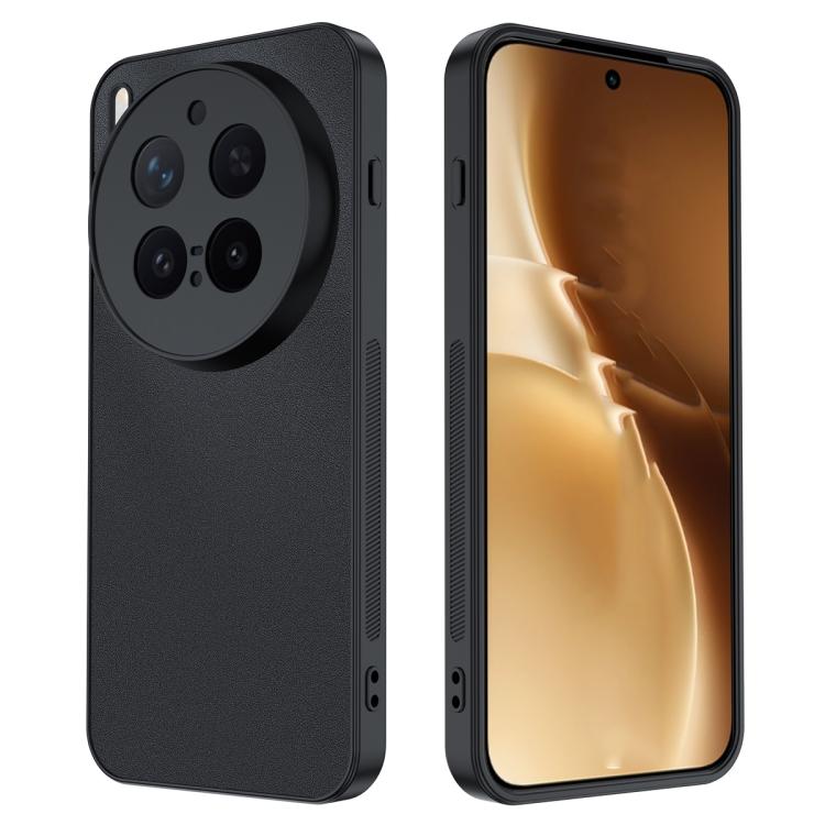 

For vivo X300 Ultra-thin Plain Skin Leather Phone Case(Black)