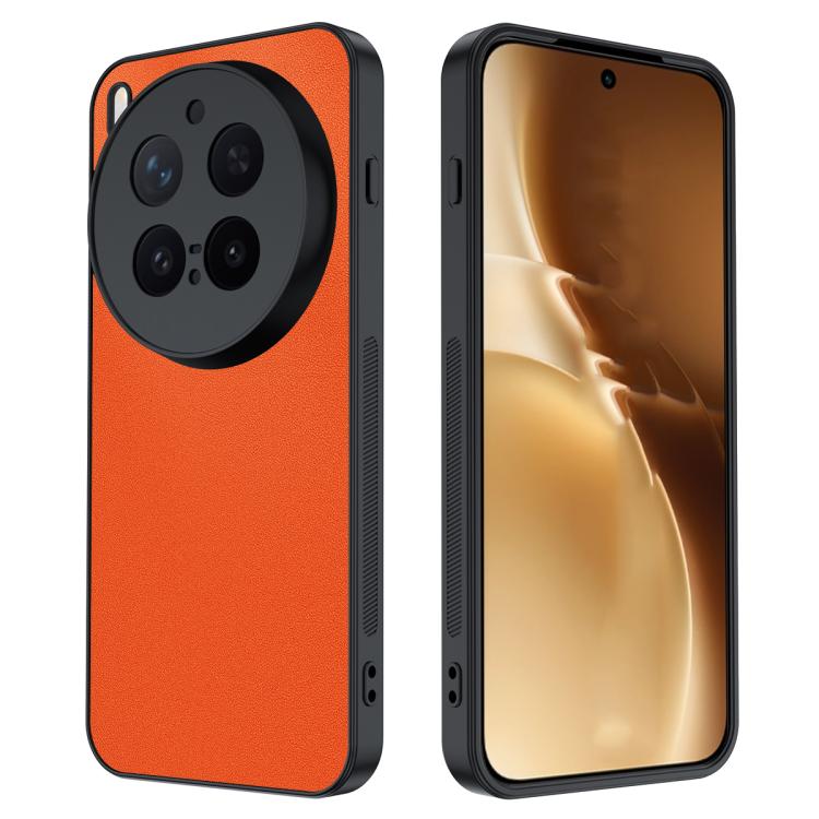 

For vivo X300 Ultra-thin Plain Skin Leather Phone Case(Orange)