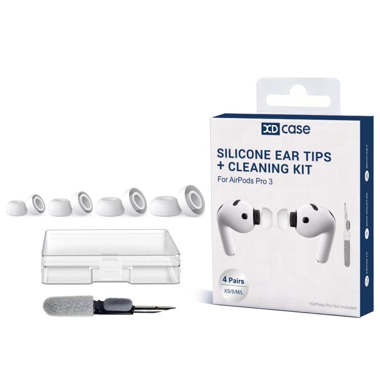 

For AirPods Pro 3 XDcase 4 Pairs Replacement Silicone Ear Tips with Storage & Cleaning Kit(White)