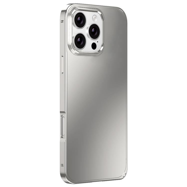 

For iPhone 16 Pro Max Metal Frame Micro-frosted Back Panel Phone Case(Titanium)