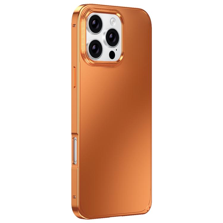 

For iPhone 16 Pro Max Metal Frame Micro-frosted Back Panel Phone Case(Orange)