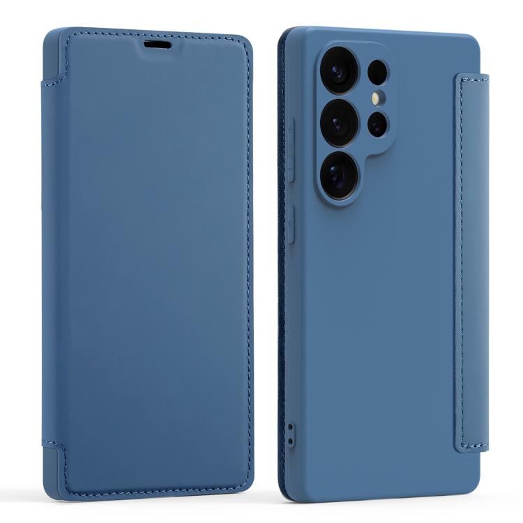 

For Samsung Galaxy S25 Ultra 5G Imitate Liquid Skin Feel Leather Phone Case with Card Slots(Blue)