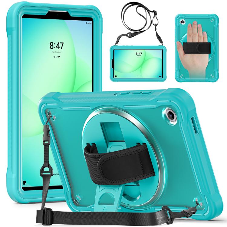 

For Samsung Galaxy Tab A11 Heavy Duty Hybrid Tablet Case with Hand Grip & Strap(Light Blue)