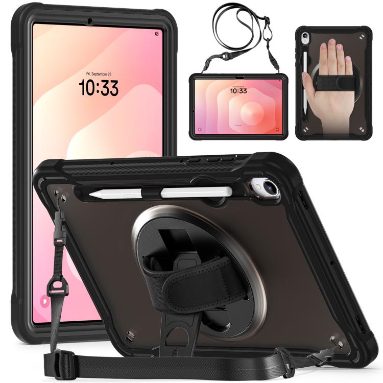 

For Samsung Galaxy Tab S11 Heavy Duty Hybrid Tablet Case with Hand Grip & Strap(Black)