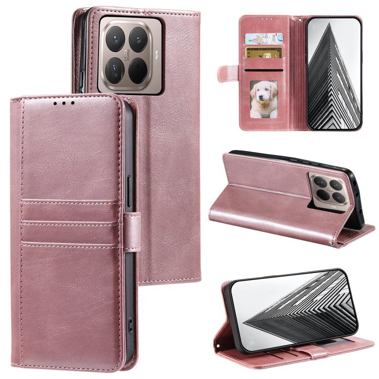 

For Xiaomi 15T Pro Simple 6-Card Wallet Leather Phone Case(Rose Gold)