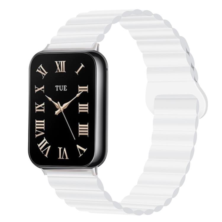 

For Redmi Watch 6 / 5 / Xiaomi Smart Bnad 9 Pro Solid Color Reverse Buckle Magnetic Silicone Watch Band(White)