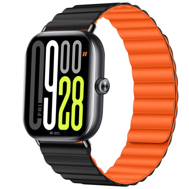 

For Redmi Watch 6 / 5 / Xiaomi Smart Bnad 9 Pro Magnetic Loop Soft Silicone Watch Band(Black Orange)