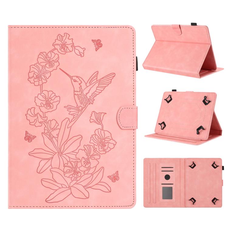 

10 inch Flowers Bird Embossed Leather Tablet Cover(Pink)