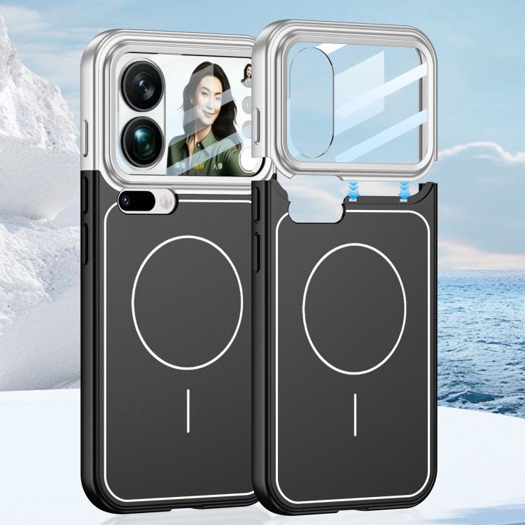 

For Xiaomi 17 Pro Max GKK Color Master Splicing MagSafe Magnetic Frame Phone Case(Silver Black)