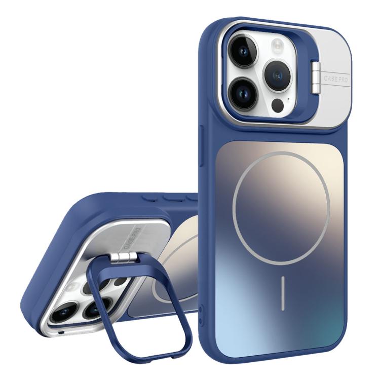 

For iPhone 13 Pro Max AG Frosted Lens Holder MagSafe Phone Case(Royal Blue)