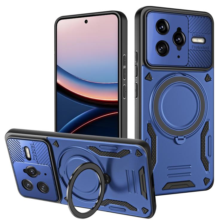 

For Xiaomi Poco F7 Ultra / Redmi K80 Pro MagSafe 2 in 1 TPU Phone Case with Rotating Holder(Blue)