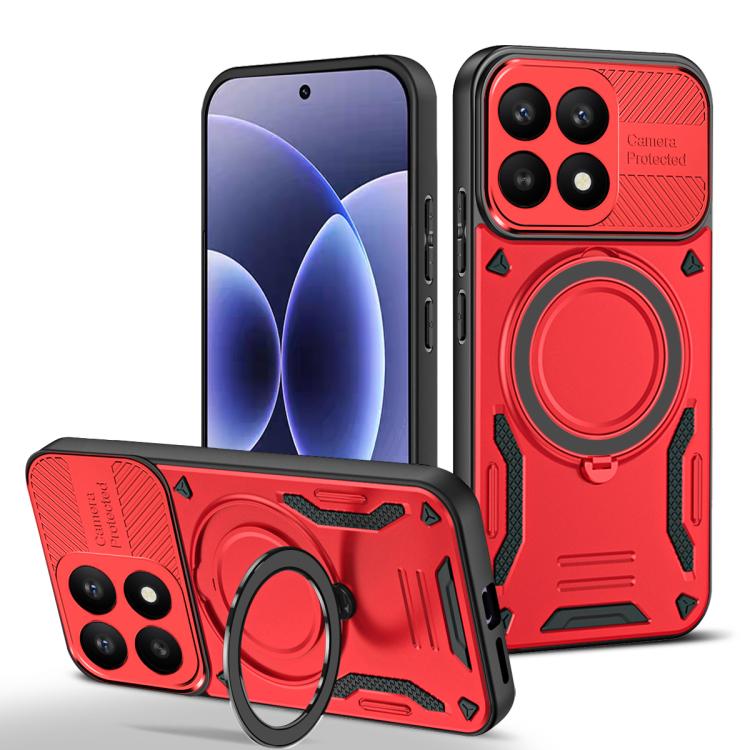 

For Xiaomi 17 MagSafe 2 in 1 TPU Phone Case with Rotating Holder(Red)