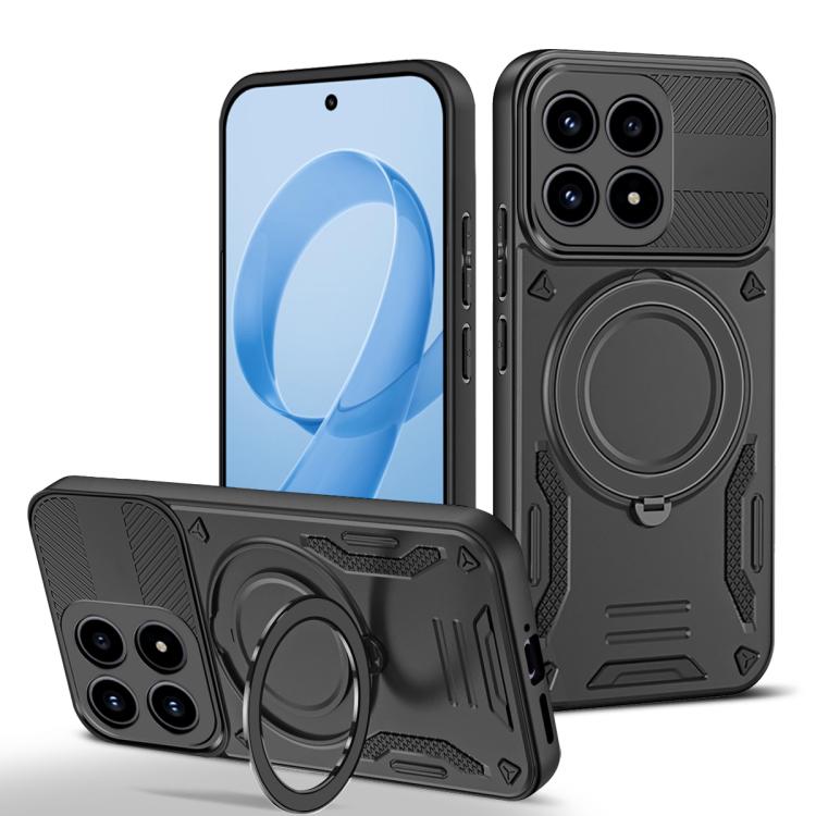 

For Redmi K90 / Poco F8 Pro 5G MagSafe 2 in 1 TPU Phone Case with Rotating Holder(Black)
