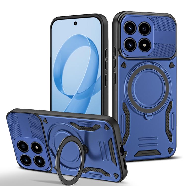 

For Redmi K90 / Poco F8 Pro 5G MagSafe 2 in 1 TPU Phone Case with Rotating Holder(Blue)