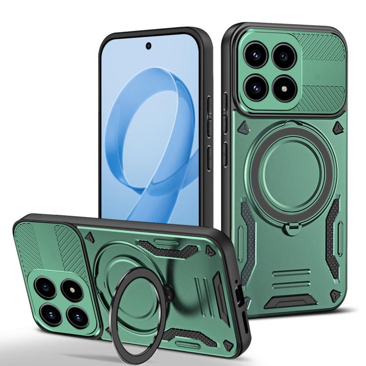 

For Redmi K90 / Poco F8 Pro 5G MagSafe 2 in 1 TPU Phone Case with Rotating Holder(Green)