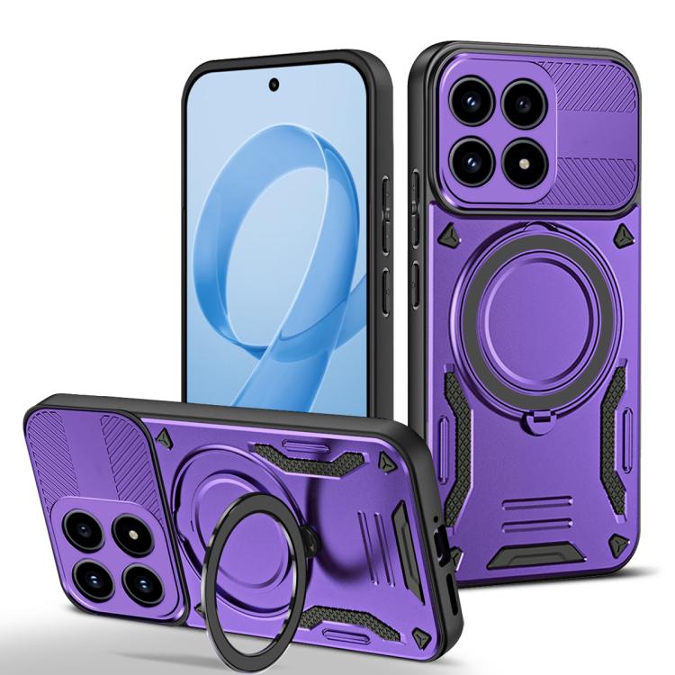 

For Redmi K90 / Poco F8 Pro 5G MagSafe 2 in 1 TPU Phone Case with Rotating Holder(Purple)