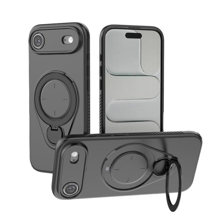 

For iPhone Air Ring Shield MagSafe TPU Phone Case with 360 Degree Rotating Holder(Black)