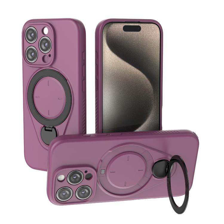 

For iPhone 16 Pro Ring Shield MagSafe TPU Phone Case with 360 Degree Rotating Holder(Wine Red)