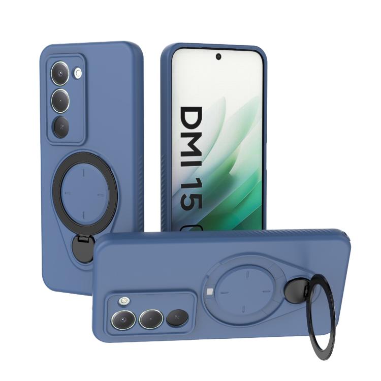 

For Redmi 15 5G Global / 15 4G SEA 169.5mm Ring Shield MagSafe TPU Phone Case with 360 Degree Rotating Holder(Blue)