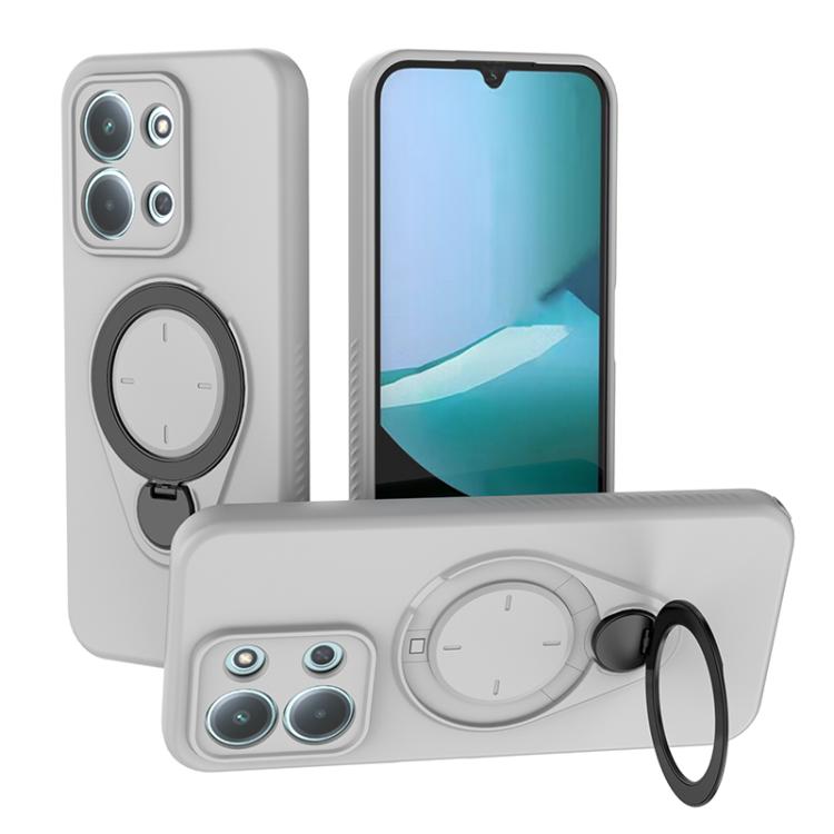 

For Redmi 15C 5G / 4G Global 171mm Ring Shield MagSafe TPU Phone Case with 360 Degree Rotating Holder(Grey)