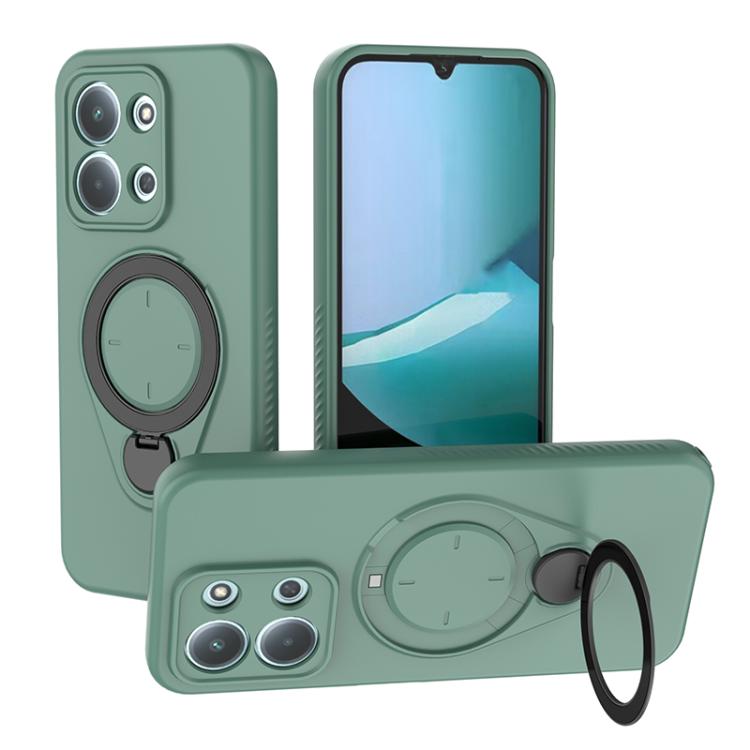

For Redmi 15C 5G / 4G Global 171mm Ring Shield MagSafe TPU Phone Case with 360 Degree Rotating Holder(Green)